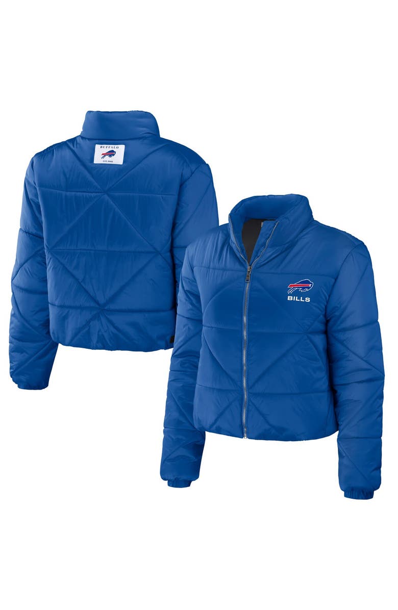 WEAR by Erin Andrews Women's WEAR by Erin Andrews  Royal Buffalo Bills Cropped Puffer Full-Zip Jacket, Main, color, Royal