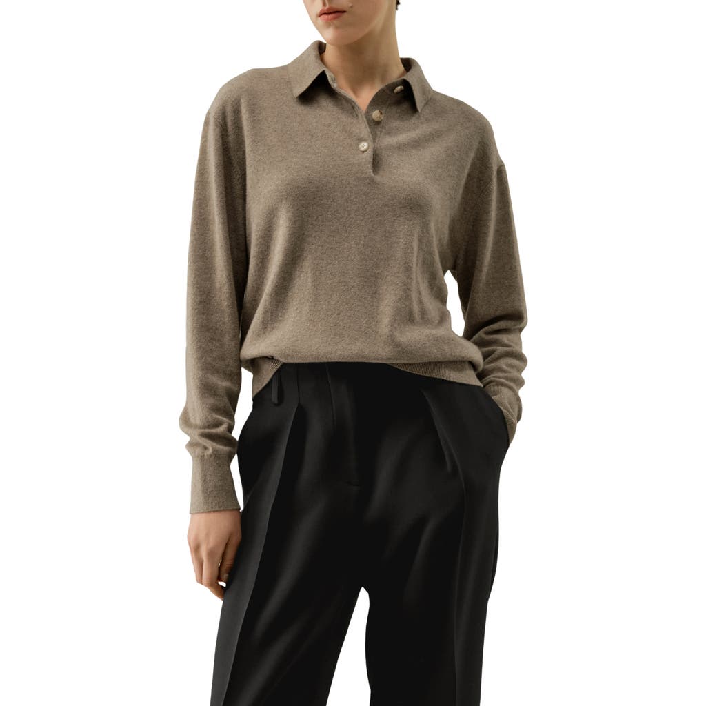 Lilysilk Baby Cashmere Long-sleeve Polo Shirt In Gray