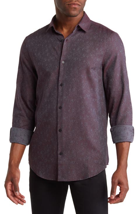 Floral Jacquard Cotton Button-Up Shirt