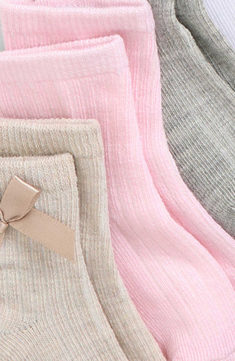 Capelli New York Assorted 8-Pack Rib Grippy Crew Socks with Bows, Alternate, color, Pale Multi