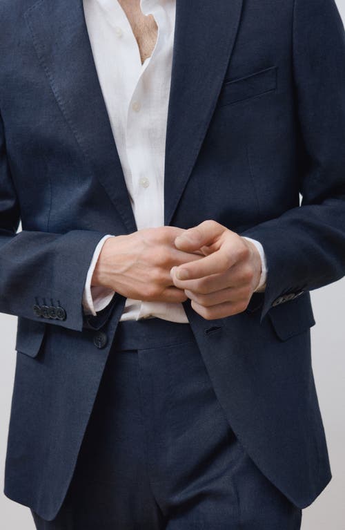 Mango Slim Fit Linen Sport Coat In Dark Navy