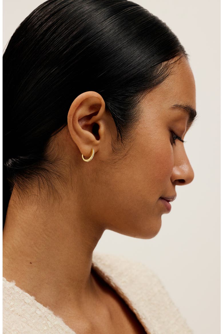 Heplie Pavé Hoop Earrings, Alternate, color, GOLD TONE/ CLEAR CRYSTAL