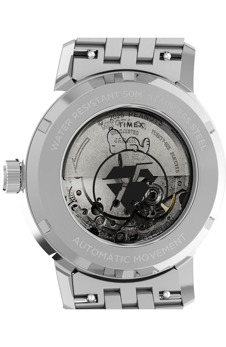 Timex<sup>®</sup> x Peanuts Marlin<sup>®</sup> 75th Anniversary Edition Automatic Bracelet Watch, 40mm, Alternate, color, Silver-Tone