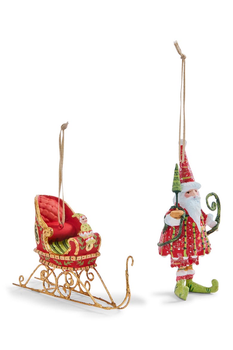 Dash Away Santa & Sleigh Christmas Ornaments, Alternate, color, RED