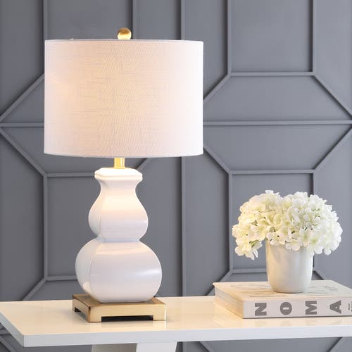 Jonathan Y Vienna Ceramic Led Table Lamp In White