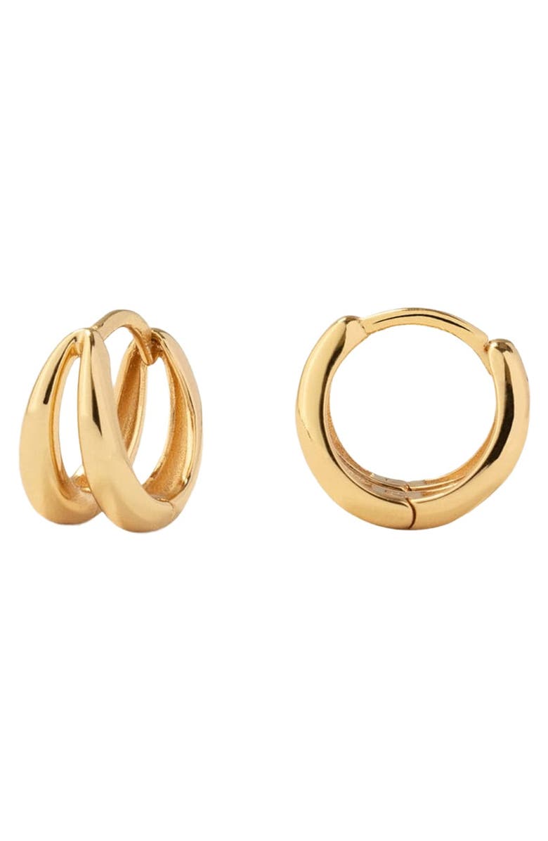 MADE BY MARY Split Huggie Hoop Earrings, Main, color, Gold Vermeil