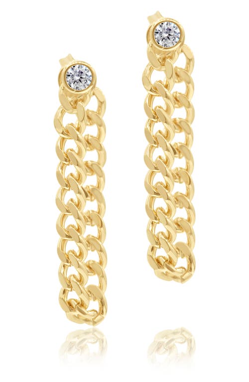 SHYMI SHYMI CUBIC ZIRCONIA THIN CUBAN CHAIN FRONT/BACK EARRINGS