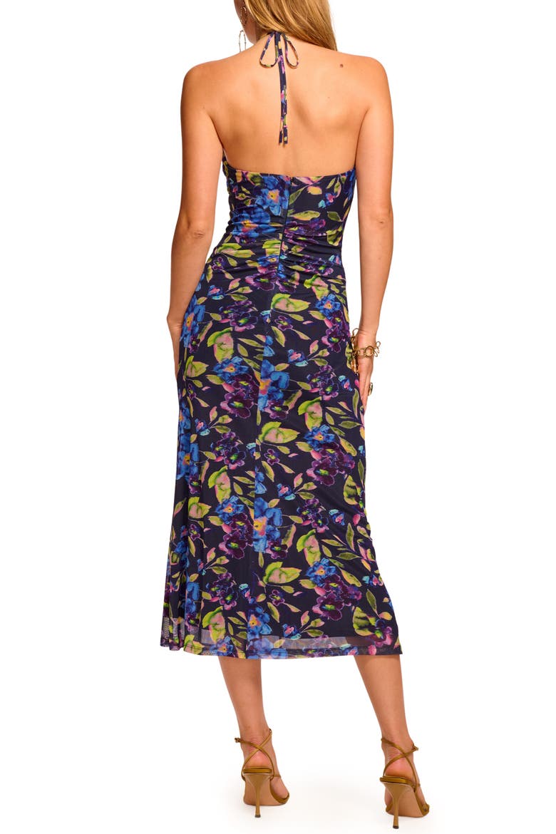 Aveline Floral Halter Mesh Dress, Alternate, color, NAVY FLORAL MESH