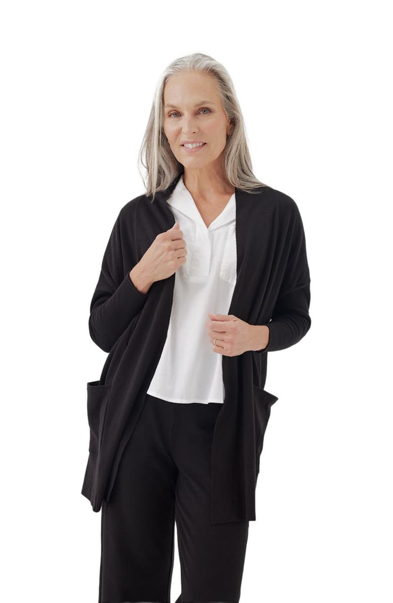 Pact Organic Cotton Airplane Cardigan, Alternate, color, Black