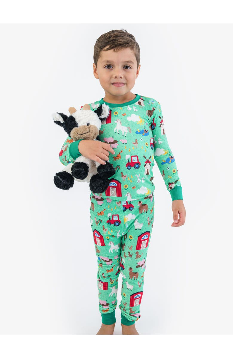 RuffleButts SoftSnooze Long Sleeve Pajama Set, Alternate, color, Farm Friends