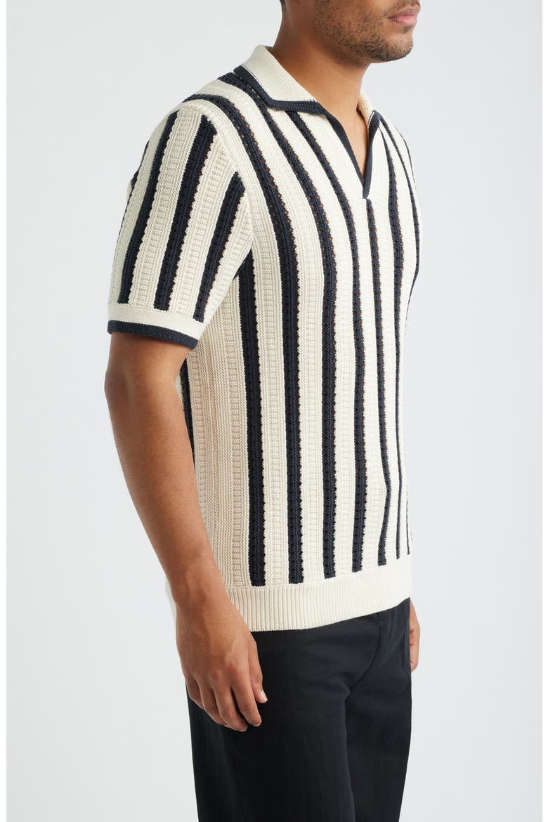 Duncan Stripe Polo Sweater, Alternate, color, WHITE/ NAVY