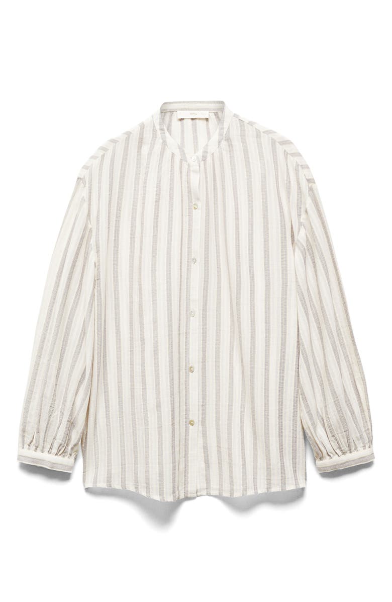 MANGO Stripe Balloon Sleeve Button-Up Shirt, Alternate, color, 