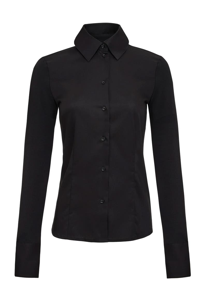 Alida Button Down Poplin Shirt, Main, color, Black
