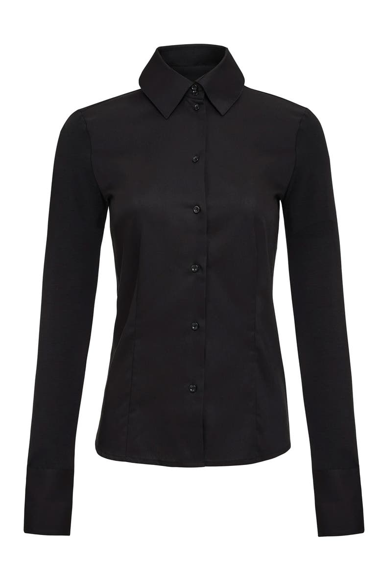 Anatomie Alida Button Down Poplin Shirt, Main, color, Black
