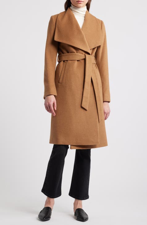 Camel color wrap coat on sale