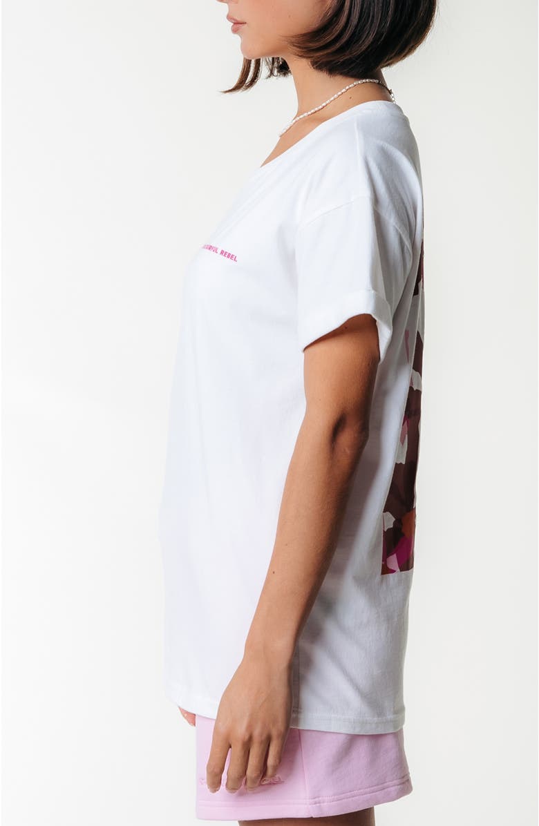 Colourful Rebel Flower Square Boxy Tee, Alternate, color, Standard White