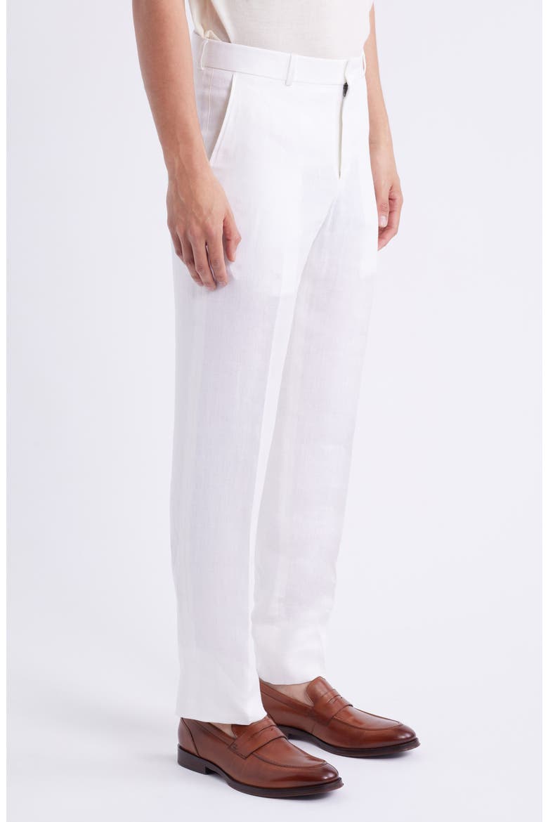 Flat Front Linen Dress Pants, Alternate, color, WHITE