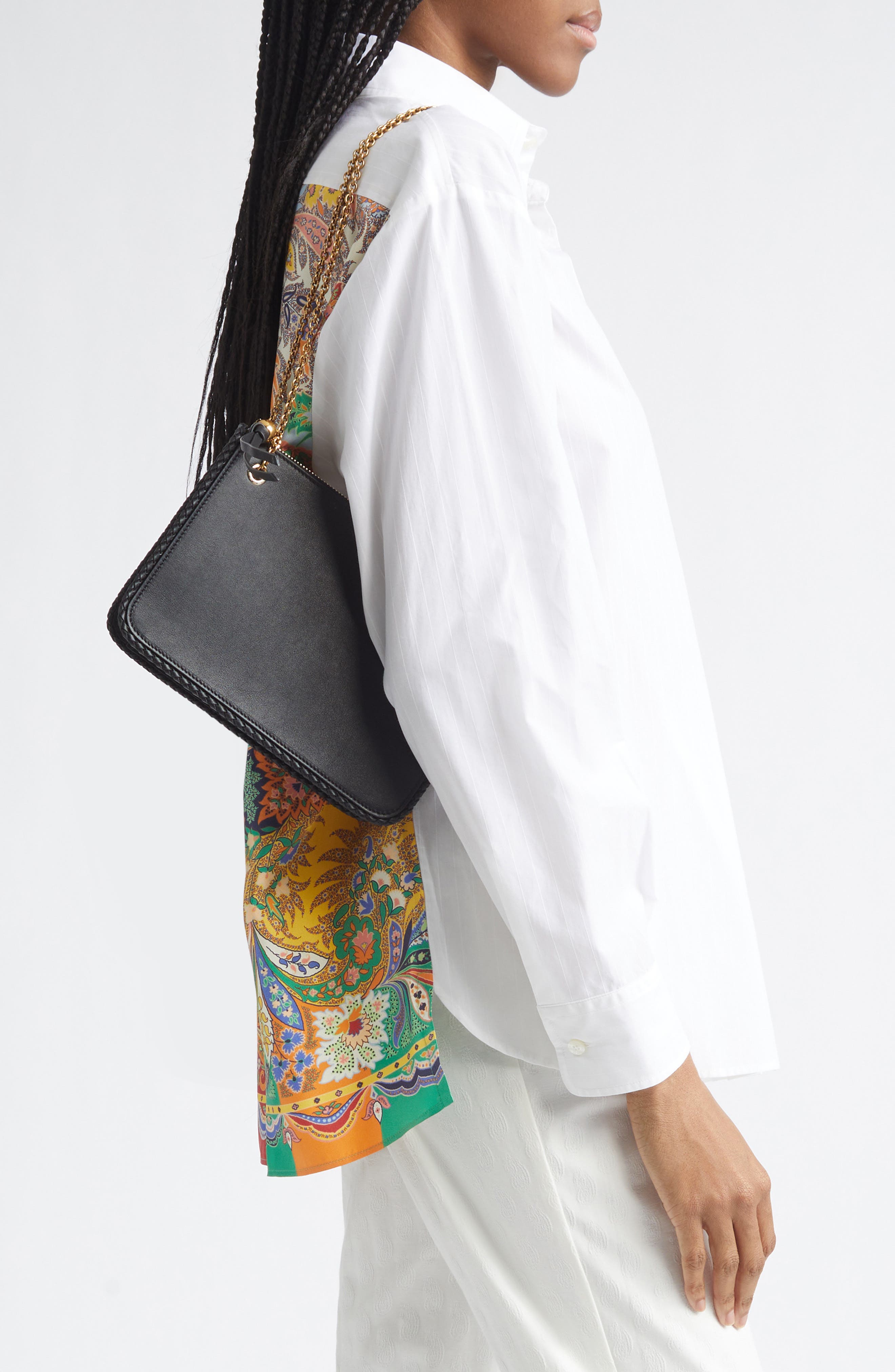 Etro Leather Crossbody Bag, Alternate, color, Uni Black