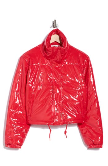 Vigoss Shiny Quilted Jacket In Candy Apple