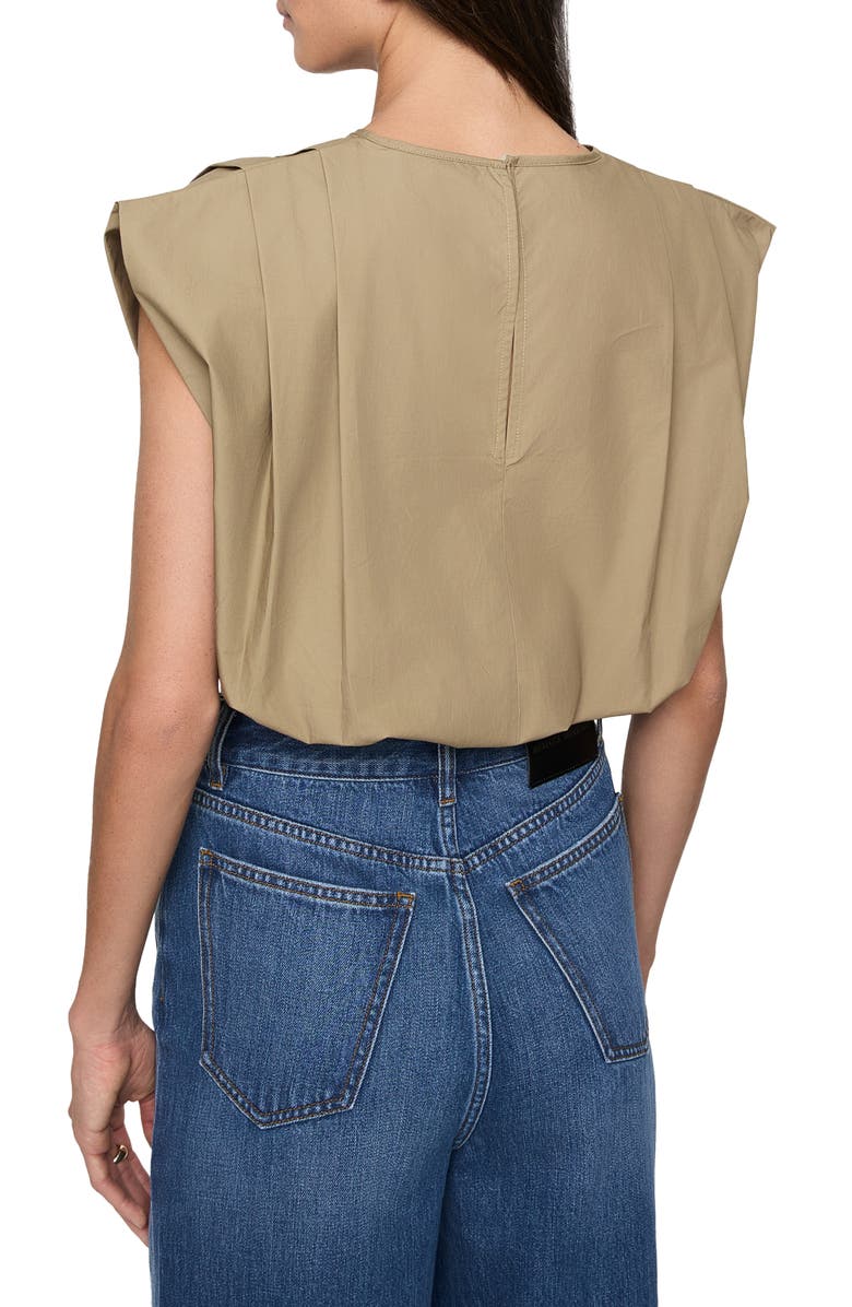 Rebecca Minkoff Holly Pleated Poplin Crop Top, Alternate, color, Linen