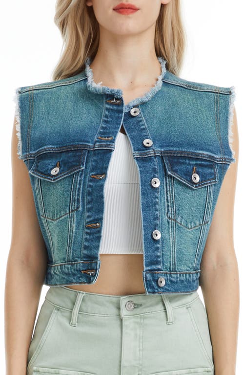 Bayeas Cassie Frayed Denim Vest In Blue