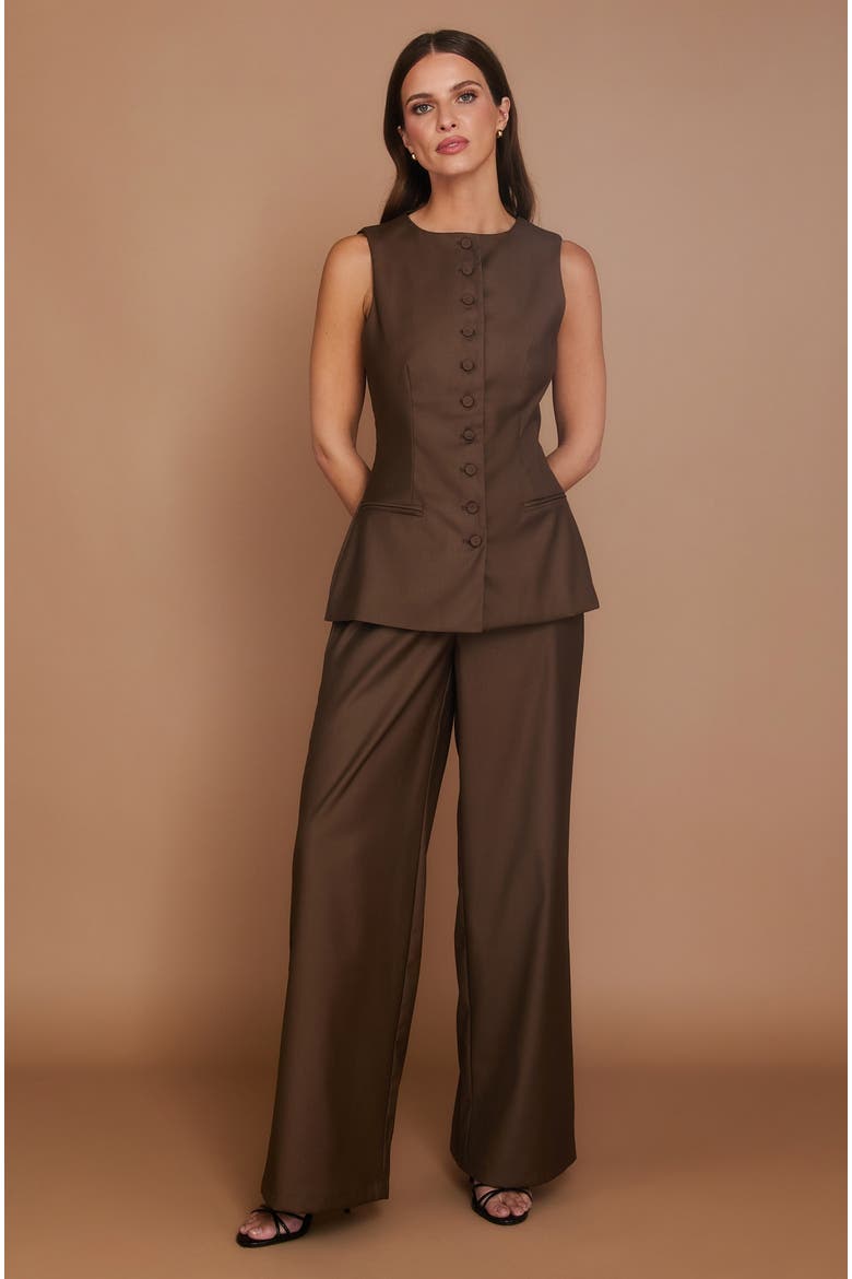 Meredith Tailored Wide Leg Pants, Alternate, color, Chocolate