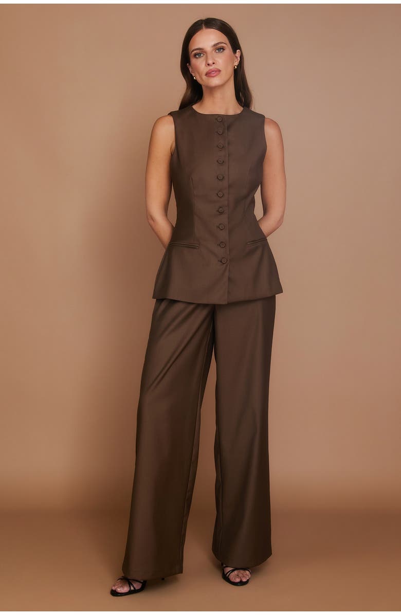 Six Stories Meredith Tailored Wide Leg Pants, Alternate, color, Chocolate