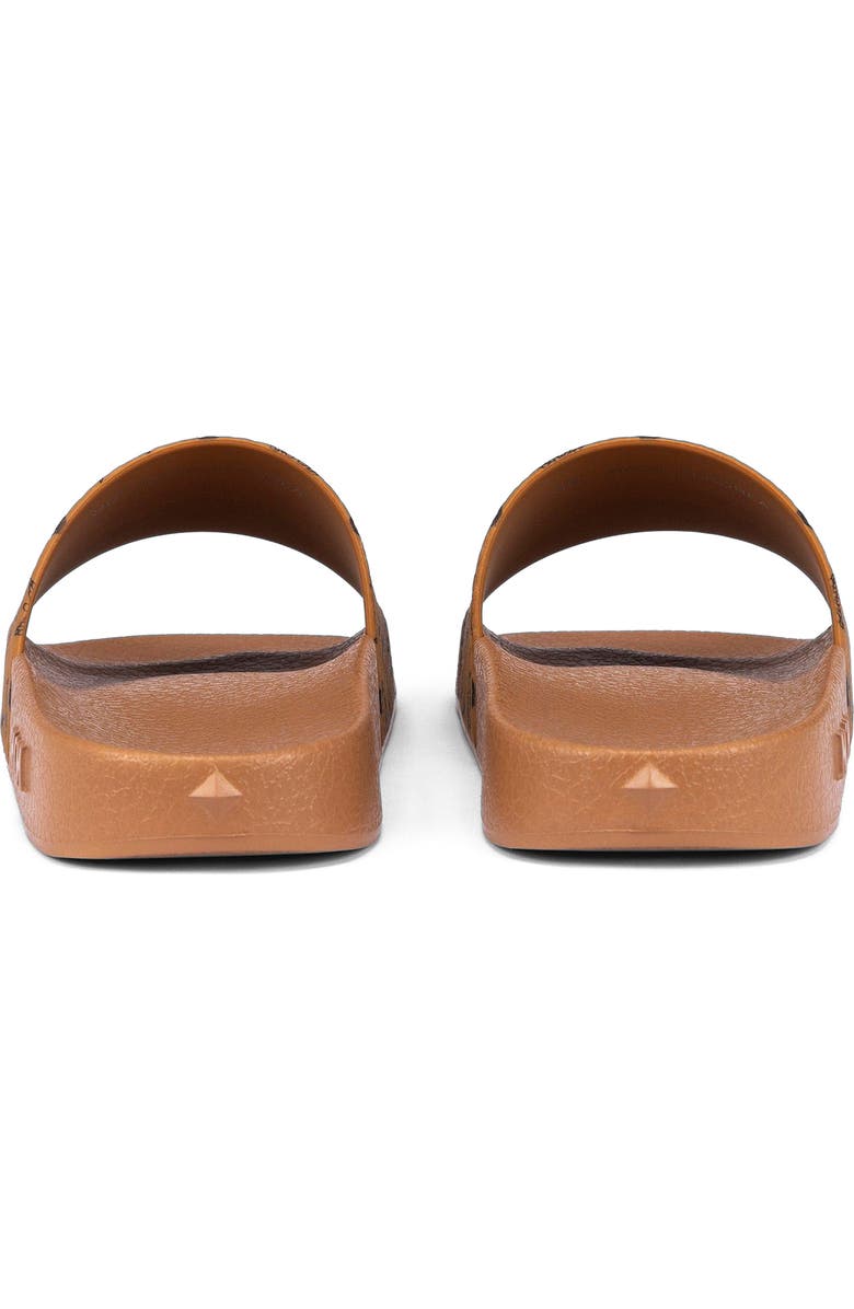 MCM Monogram Print Rubber Slides, Alternate, color, Cognac