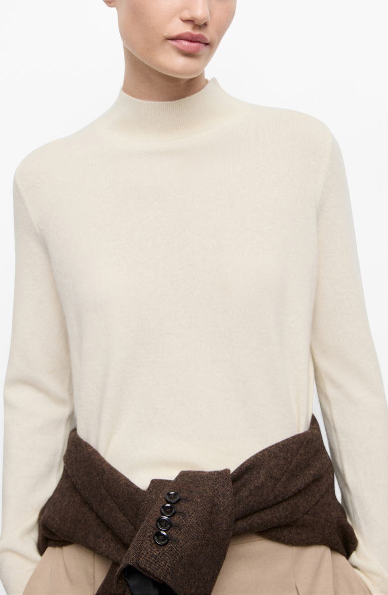 MANGO Mock Neck Cashmere Sweater, Main, color, Ecru