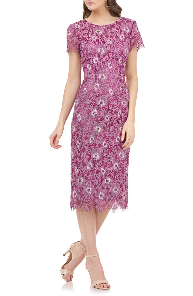 JS Collections Floral Lace Cocktail Dress, Main, color, 