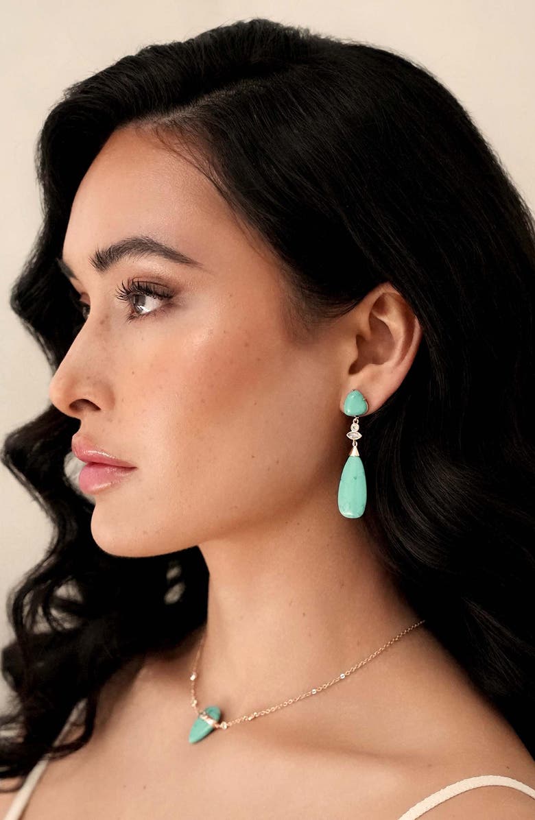 Ettika Reconstituted Turquoise Drop Earrings, Alternate, color, Turquoise
