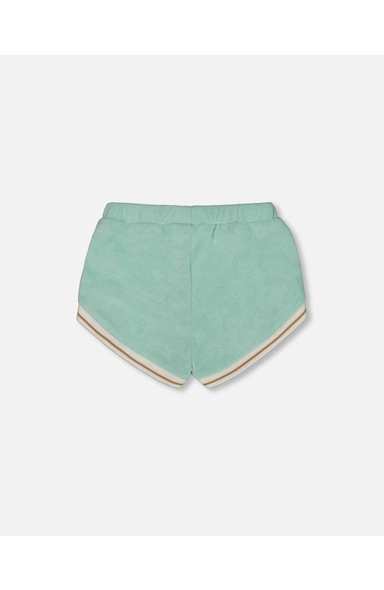Deux par Deux Girl's Terry Cloth Short Turquoise And Beige, Alternate, color, Turquoise And Beige