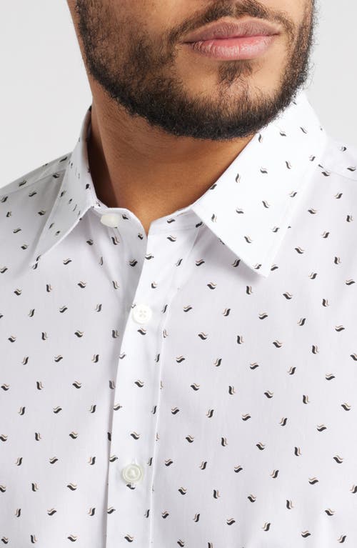 Hugo Boss Boss Roan Ken Slim Fit Short Sleeve Stretch Button-up Shirt In Medium Beige
