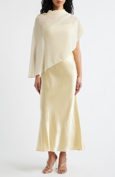 Lilibeth Cape Silk Maxi Dress