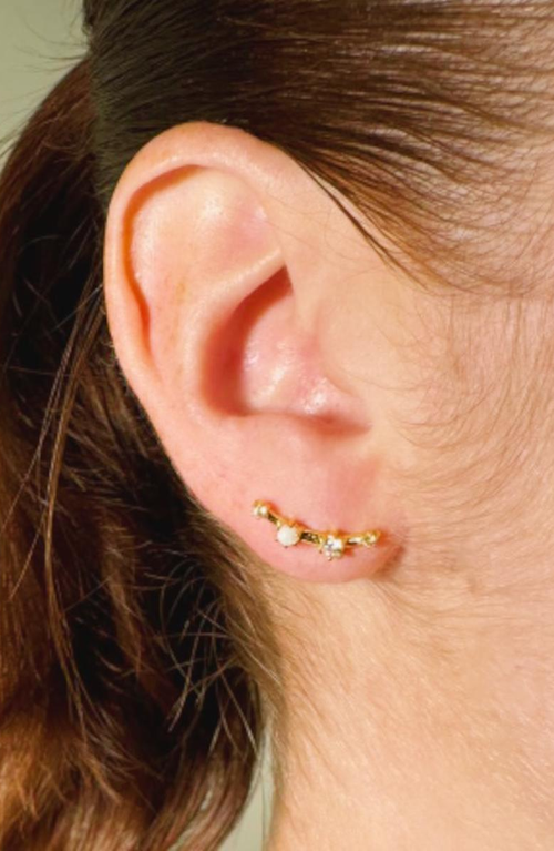Little Sky Stone Elara Crawler Earrings In Gold/white