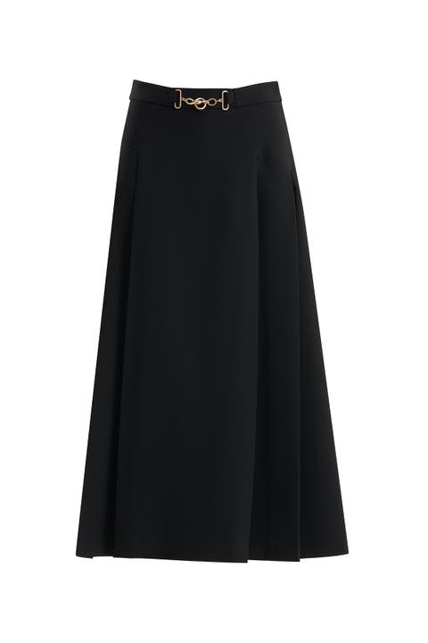 Pleated Skirt with Chain Accessory