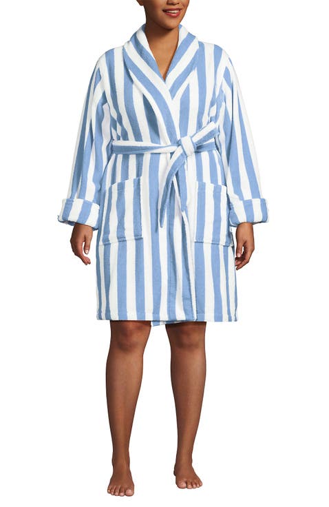Plus Size Soft Terry Long Sleeve Knee Length Robe