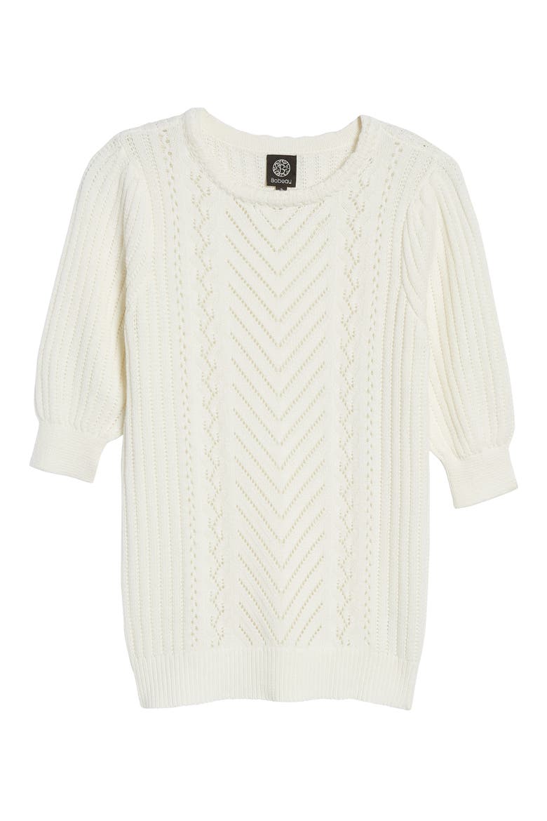 Elbow Sleeve Pointelle Sweater, Alternate, color, OATMEAL