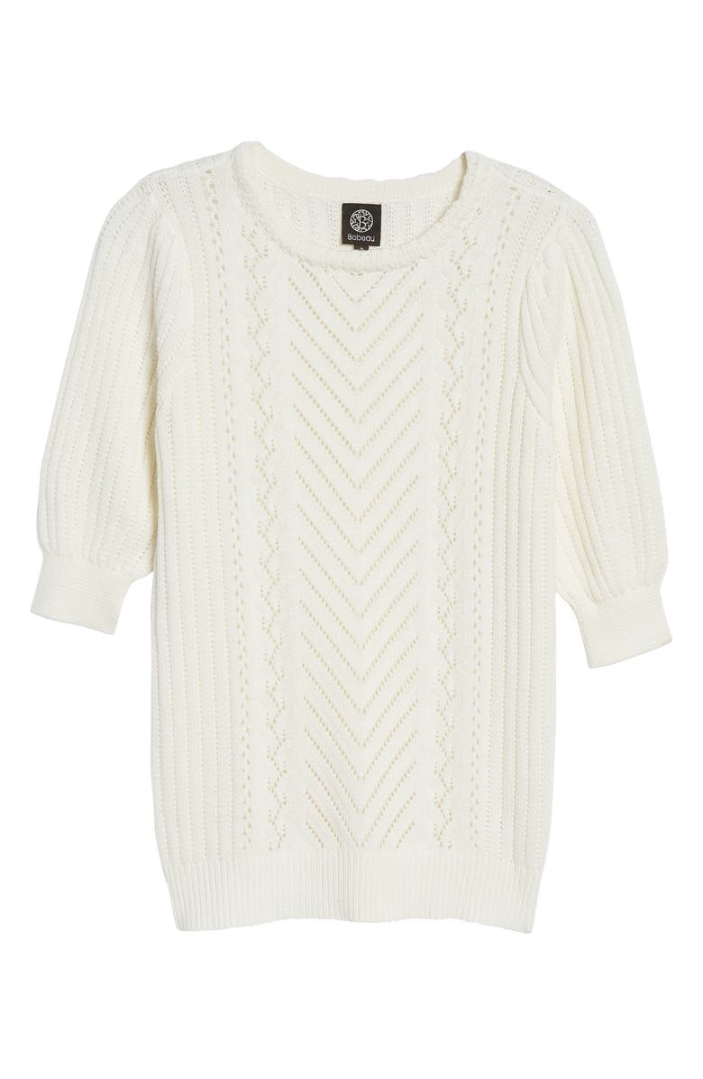 Bobeau Elbow Sleeve Pointelle Sweater, Alternate, color, 