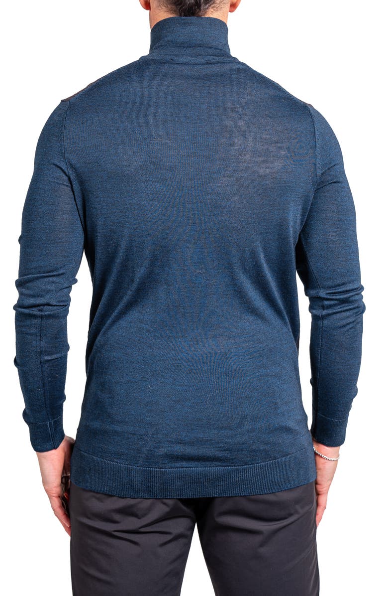 Maceoo Knitted Passion Merino Wool Quarter Zip Sweater, Alternate, color, Blue