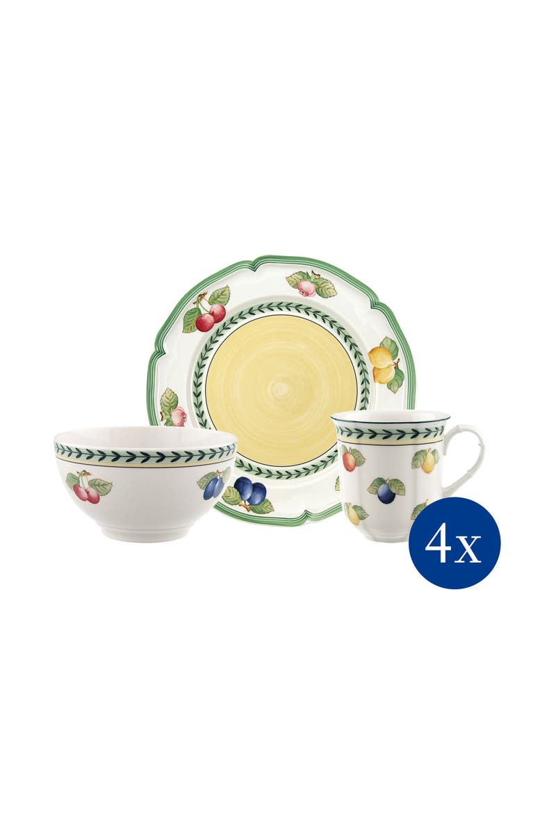 French Garden Fleurence 12 Piece SetRice Bowl, Main, color, white