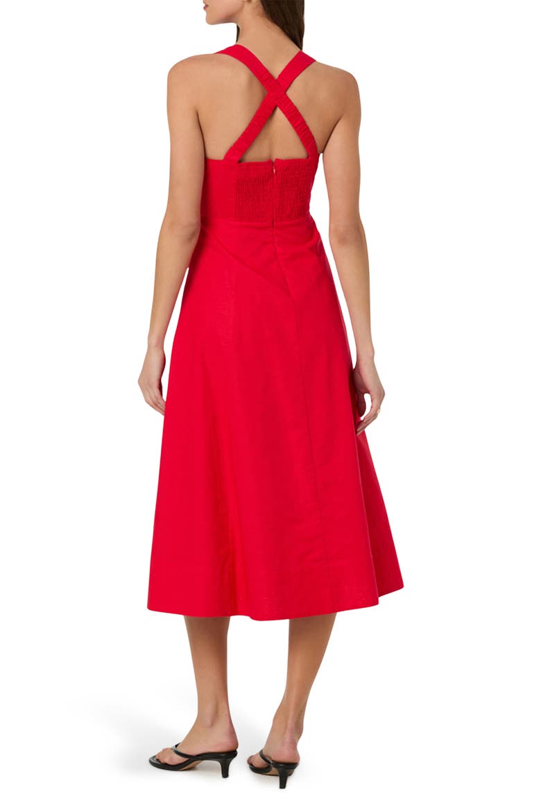 Cross Back Sleeveless Midi Dress, Alternate, color, RED