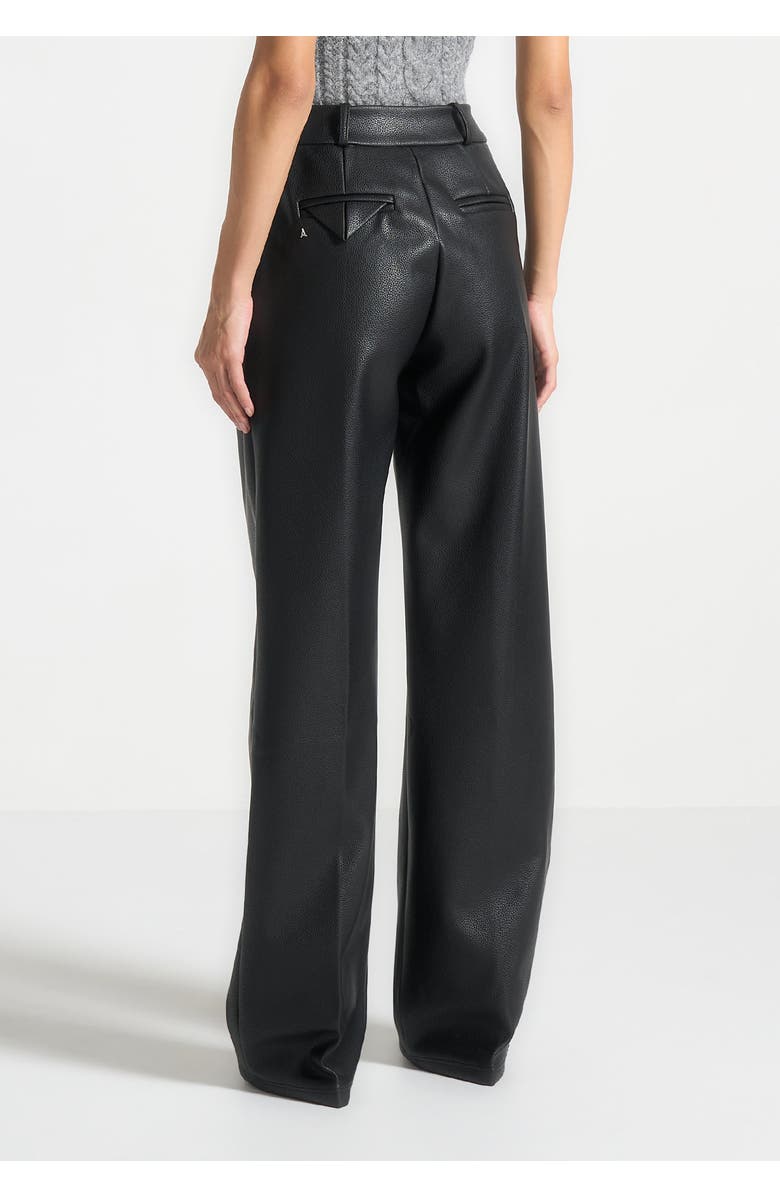 Manière De Voir Olivia Pebbled Leather Pleated Stacked Trousers, Alternate, color, 