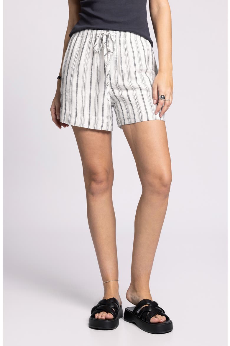 Jane Stripe Drawstring Shorts, Main, color, WHITE BLACK