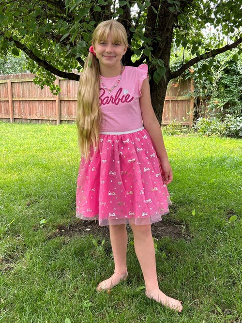 Barbie Sleeveless Tulle Dress In Pink
