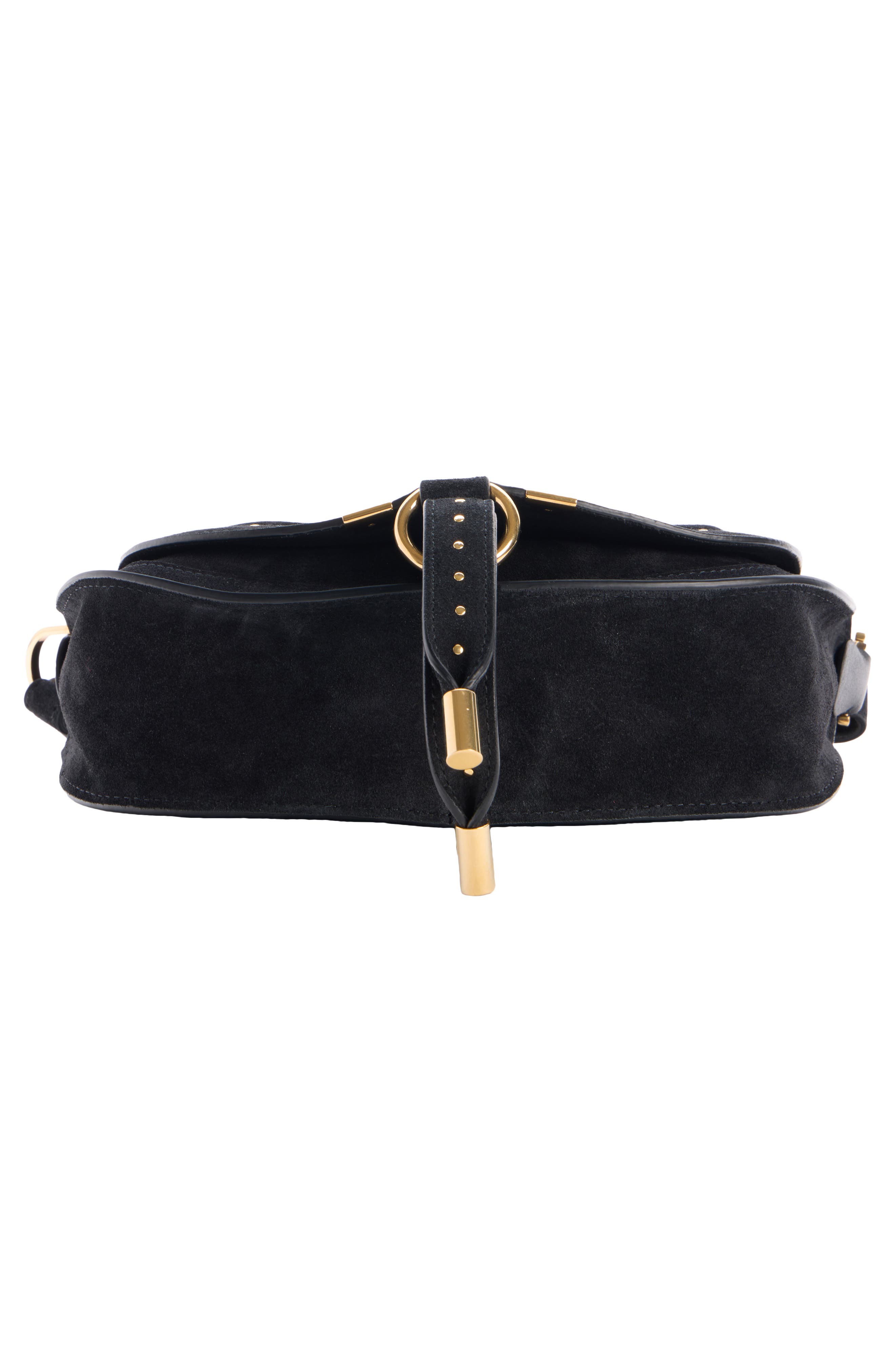 Mini Marcie Suede Camera Shoulder Bag, Alternate, color, BLACK