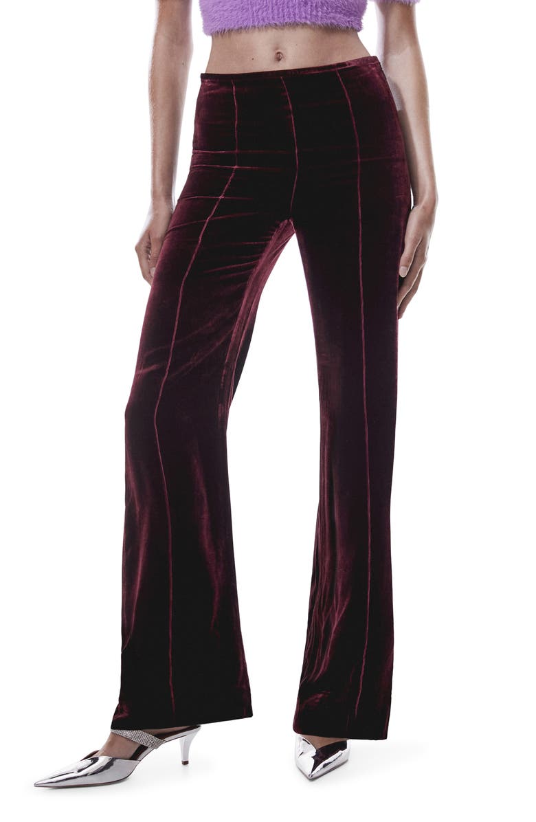 MANGO Seamed Flare Velvet Pants, Main, color, 