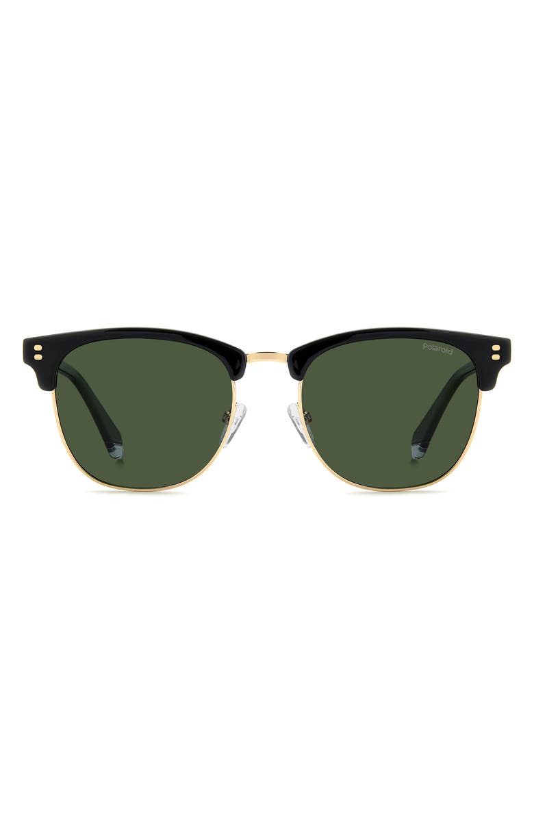 Polaroid 53mm Polarized Rectangular Sunglasses, Alternate, color, Black Gold/ Green