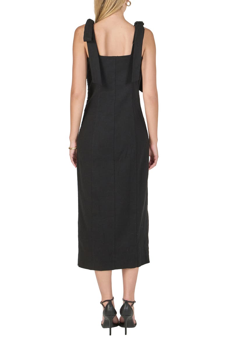 Tie Strap Linen Sundress, Alternate, color, BLACK