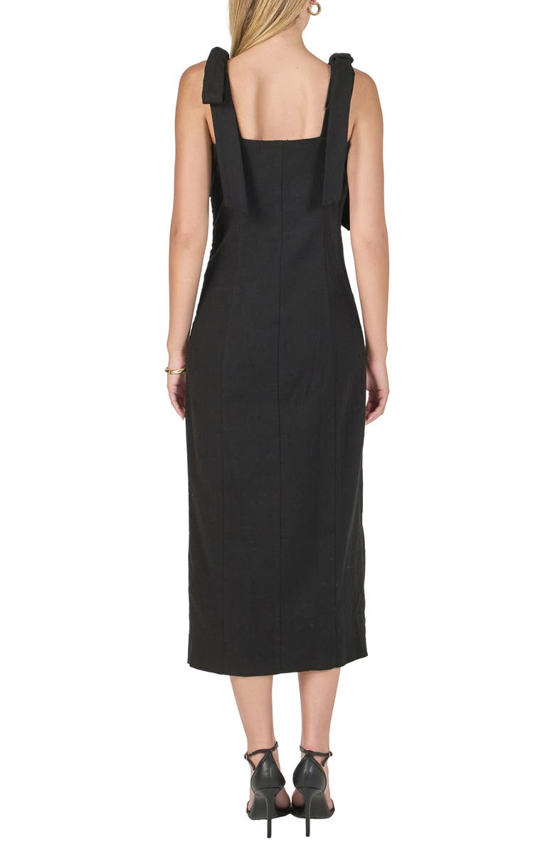 Endless Rose Tie Strap Linen Sundress, Alternate, color, Black